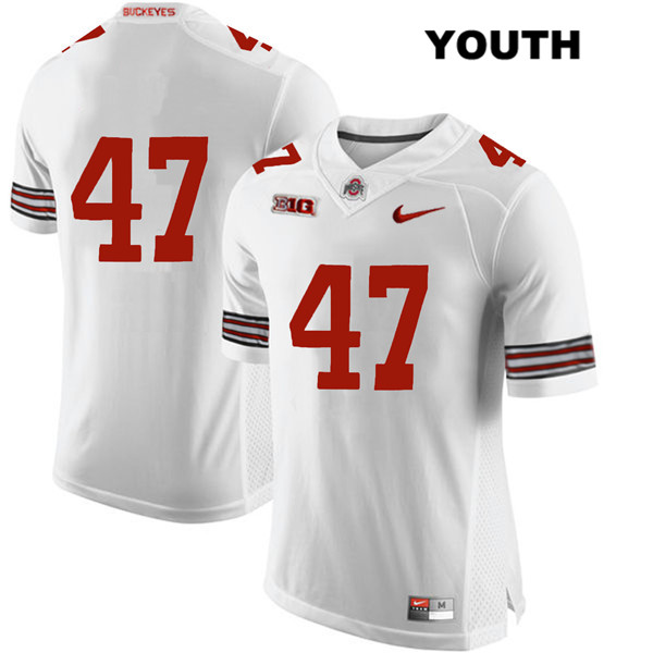 Ohio State Buckeyes Youth Justin Hilliard #47 White Authentic Nike No Name College NCAA Stitched Football Jersey IP19J83EA